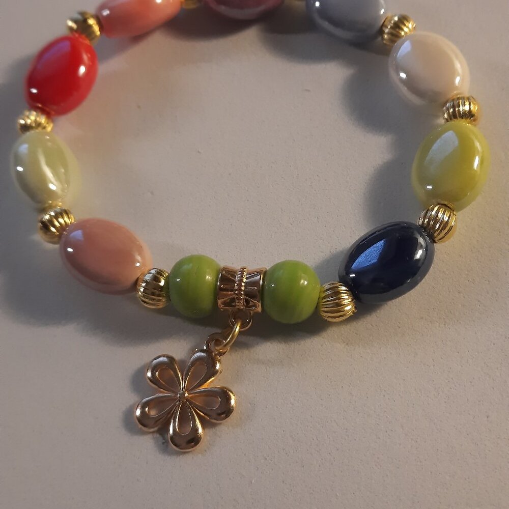 Brand New Colorful Elastic Bracelet With Handmade Beads